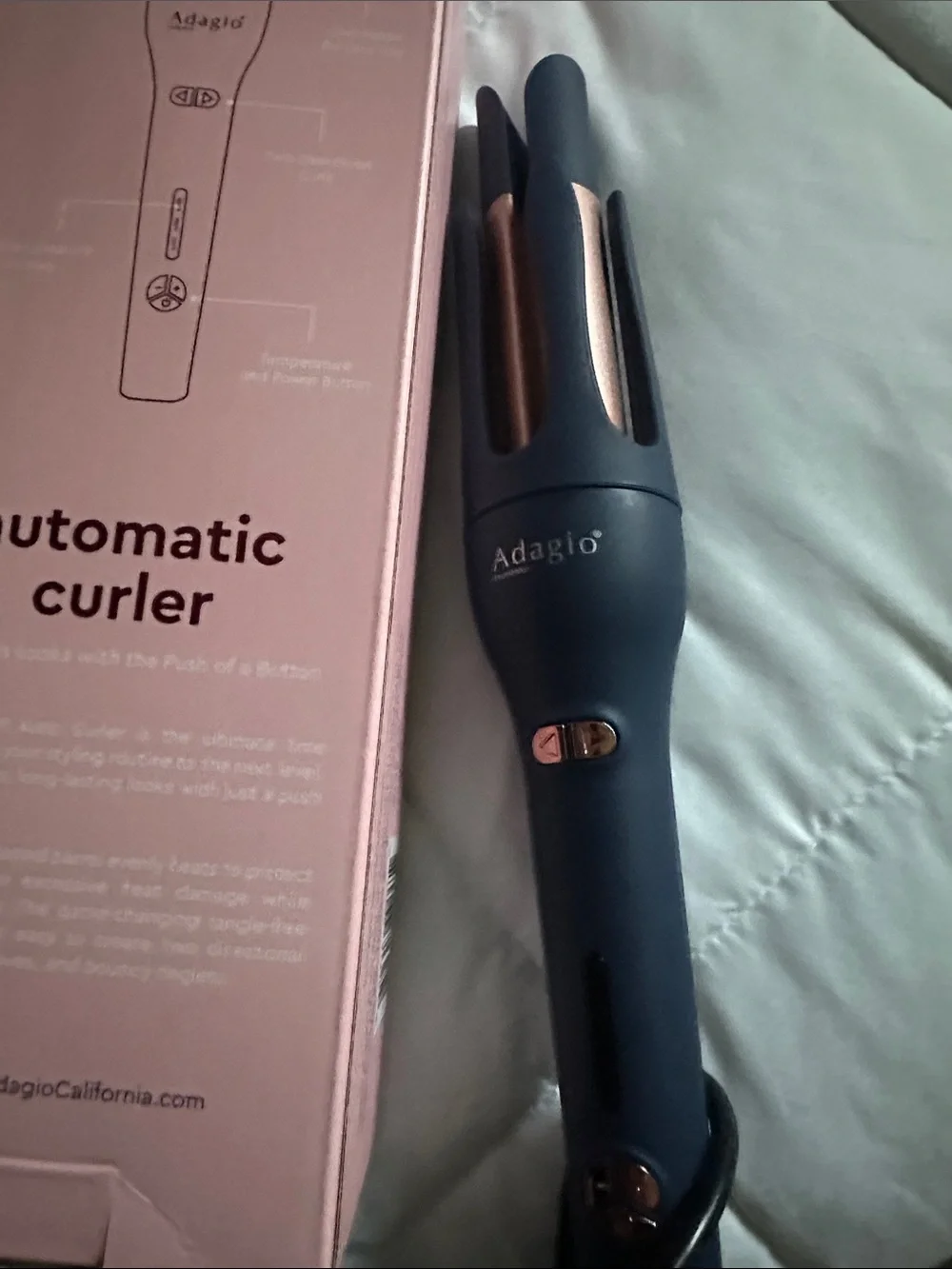 Adagio Automatic Curler in Navy with Rose Gold Accents